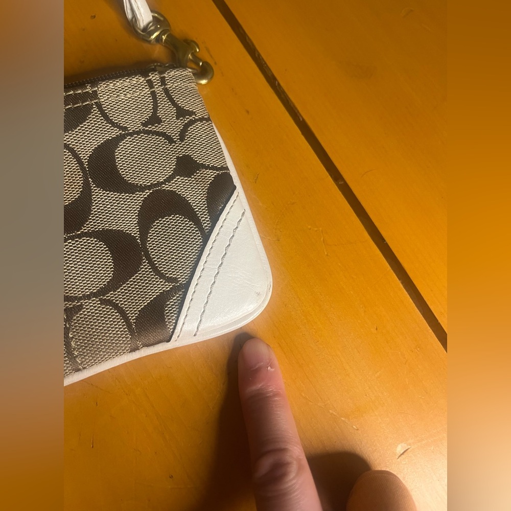 Coach Brown and White Signature Wristlet - Picture 4 of 13